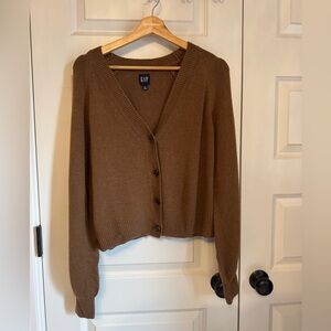 GAP Brown V-Neck Button-Front Cardigan